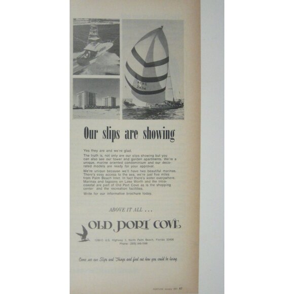 Old Port Cove Real Estate Print Ad 1971 Vintage Advertisement - Picture 1 of 2